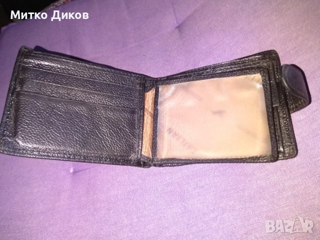 Талиан марков портфейл естествена кожа вътрешен цип 110х92мм, снимка 4 - Портфейли, портмонета - 43662501