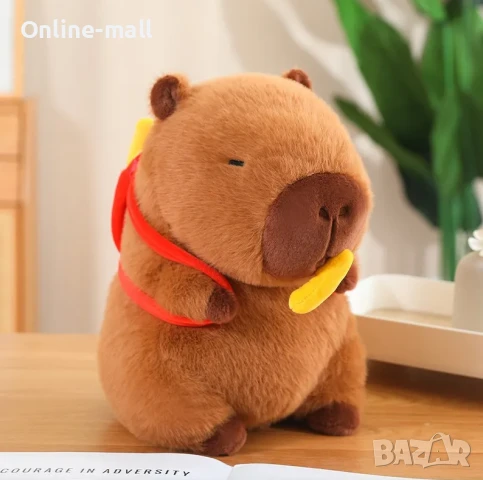 Плюшена играчка Капибара с раничка Mc Donalds и пържени картофки 30 см, снимка 6 - Плюшени играчки - 50470227