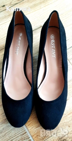 Официални черни, дамски, велурени обувки, снимка 5 - Дамски елегантни обувки - 52682754