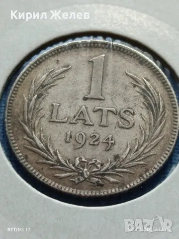 Сребърна монета 1 лат 1924г. Латвия Първа република за КОЛЕКЦИЯ 41258, снимка 3 - Нумизматика и бонистика - 50018712