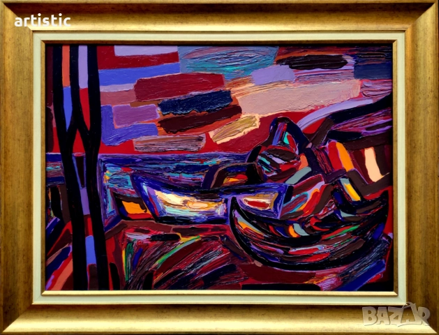 Генко Генков, живописен морски пейзаж - "Лодки"