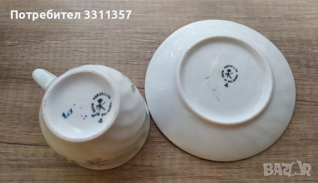 Чаша с чинийка от порцеланов сервиз #4, снимка 4 - Чаши - 39250580