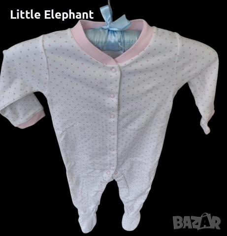 Цяла пижамка ромпърче за момиченце на 9-12 мес малки точки,розови,колекция"Points",Англия/нова