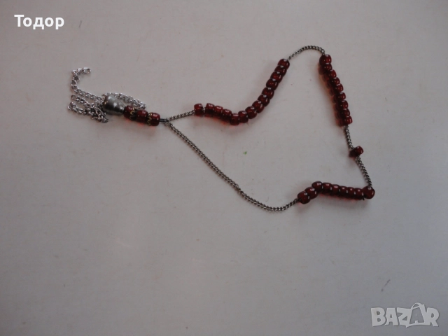 Стара броеница с червени камъни , снимка 6 - Други ценни предмети - 52838650