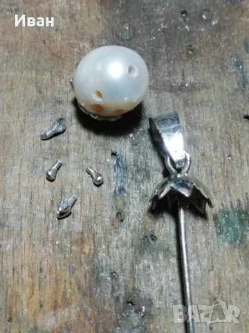 Сребърна висулка с перла , снимка 5 - Колиета, медальони, синджири - 51822919