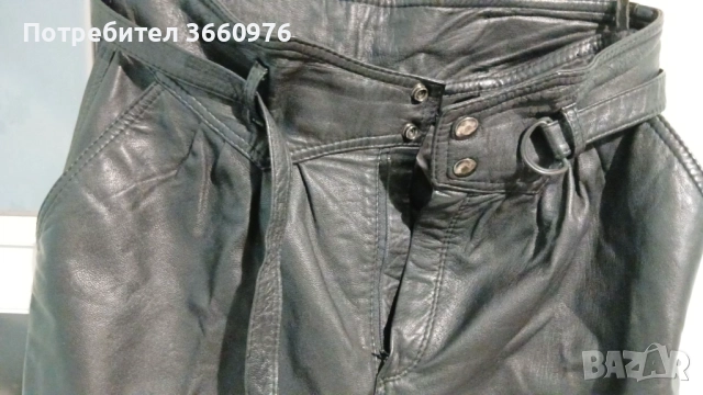 Мъжки черен панталон от естествена кожа, снимка 7 - Панталони - 52298458