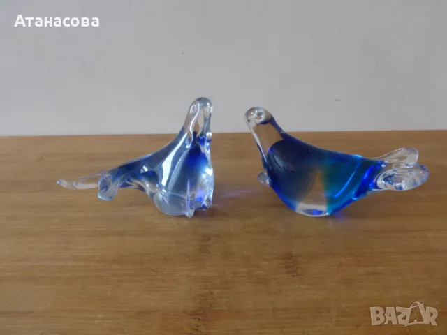 Стъклена фигура Тюлен 2 бр Мурано, снимка 9 - Декорация за дома - 50319484