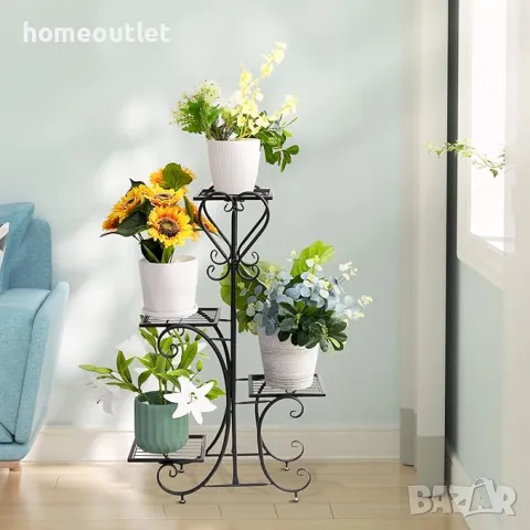 ПРОМОЦИЯ Цветарник с вертикален дизайн в черно XJJ467-BK-G1, снимка 1