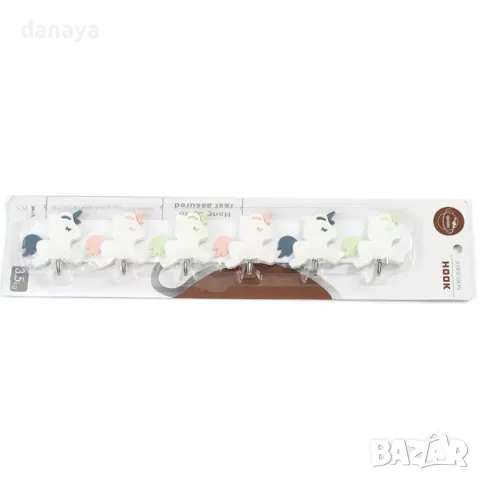 5734 Лепяща закачалка за стена Зайчета или Еднорог, 6 куки, снимка 3 - Закачалки - 49155541