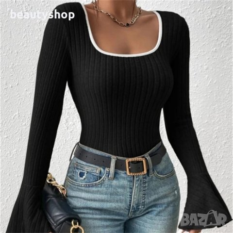 модерна блузка в черно, снимка 2 - Блузи с дълъг ръкав и пуловери - 43089224