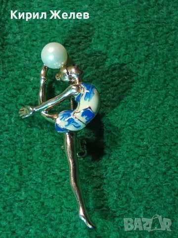 БАЛЕРИНА - ПЕРЛЕНА ПОЗЛАТЕНА НЕЖНА КРАСИВА ФИГУРАЛНА БРОНЗОВА АРТ ДЕКО БРОШКА ЕМАЙЛИРАНА 18960, снимка 14 - Други - 35663874