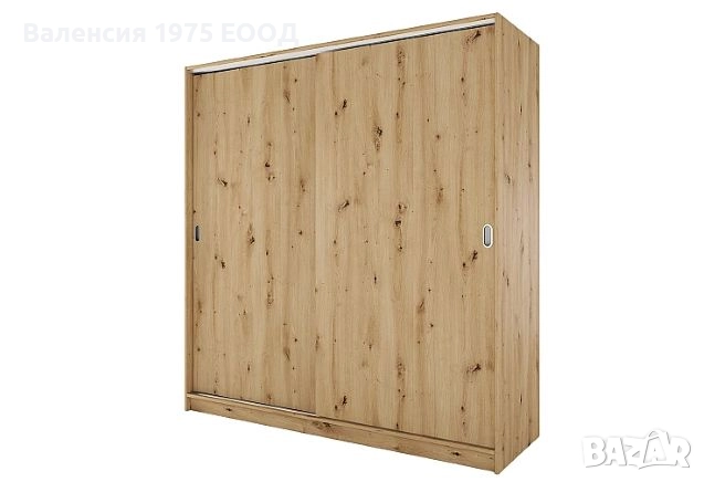 Гардероб с плъзгащи врати Сити 1009 комбинация мока/ лате или дъб артисан, снимка 7 - Гардероби - 47361575