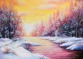 Рисувани картини за хол | Зимна картина, снимка 1 - Картини - 43585639
