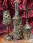 Сервиз за вино от 3 части в злато, ръчна изработка, снимка 1