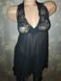 Denizgulu M,L- Черна еротична нощница с гол гръб от дантела, шифон и сатен , снимка 3