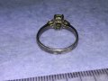 Стар АНГЛИЙСКИ СРЕБЪРЕН ПРЪСТЕН ЛАКИРАНО СРЕБРО 925 с НАТУРАЛЕН ШЛИФОВАН НЕФРИТ и ЦИРКОНИ 39897, снимка 11
