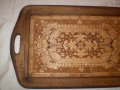 19 ти век ръчно изработен дървен поднос с дръжки пирография, снимка 2