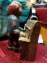 Стара дървена Статуетка, фигура на Клоун свирещ на пияно, снимка 4