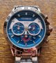 Foxbox Gold Blue 0017 Луксозен мъжки кварцов часовник с метална верижка, снимка 6