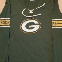 Original NFL Team Apparel Women's GREEN BAY PACKERS V-Neck Long Sleeve Lace-Up Shirt , снимка 1 - Суичъри - 38268742