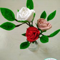 Ръчно изработена роза от плат, снимка 3 - Декорация за дома - 32385009