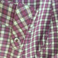 Памучна карирана риза М бяло и лилаво каре  ¾ къс ръкав, снимка 4 - Ризи - 26849375