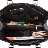 Шарена трицветна кожена дамска чанта комплект, снимка 3 - Чанти - 43011241