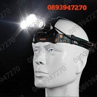 Мощен LED фенер - челник за глава с акумулаторни батерии и 3 LED диода, снимка 3 - Екипировка - 39300848