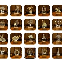 Романтична 3D акрилна настолна нощна лампа-сувенир/подарък за различни поводи, снимка 2 - Настолни лампи - 43715865