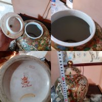Satsuma Сатцума стара голяма ваза буркан порцелан печат, снимка 7 - Антикварни и старинни предмети - 43170808