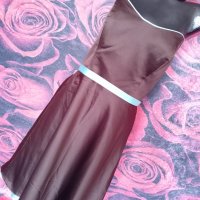 Шоколадово кафява елегантна рокля бюстие в комбинация с тюркоаз 2ХЛ, снимка 3 - Рокли - 36763580