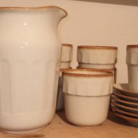 Порцеланови чинии, сервиз за чай или мляко, йенска тава, голям черпак, снимка 3 - Сервизи - 40614488