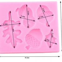 3 Жълъда жълъди жълъд и дъбови листа листо силиконов молд форма фондан шоколад, снимка 2 - Форми - 35011078