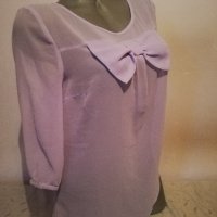 Елегантна лилава полупрозрачна блуза р-р Л, снимка 2 - Корсети, бюстиета, топове - 36804675