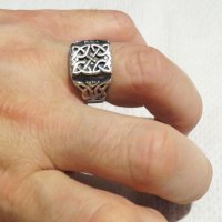 Мъжки сребърен пръстен, Старинен сребърен пръстен с викингски възел - символът на вечноста., снимка 5 - Пръстени - 33099167