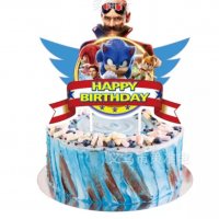 Соник Sonic картонен герои топер рожден ден happy birthday украса за торта, снимка 1 - Други - 37306259