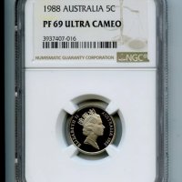 Австралия, 5 цента 1988 PF 69 ultra cameo, снимка 6 - Нумизматика и бонистика - 32363036