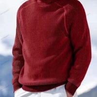Ежедневен мъжки моден трикотажен пуловер с висока яка и дълги ръкави, 5цвята - 023, снимка 2 - Пуловери - 43120852