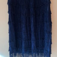 H&M Рокля с ресни в тъмно син цвят L размер  💙, снимка 6 - Рокли - 43980974