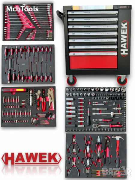 Професионален шкаф с инструменти HAWEK 261 части, снимка 1