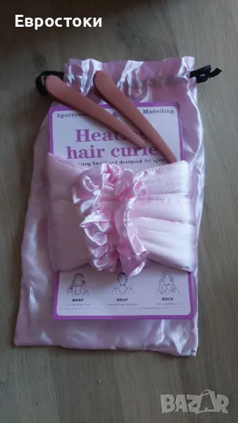Аксесоар за къдрава коса. Маша без нагряване. Панделка за къдрене. Розово. Комплект от 6 аксесоари , снимка 1