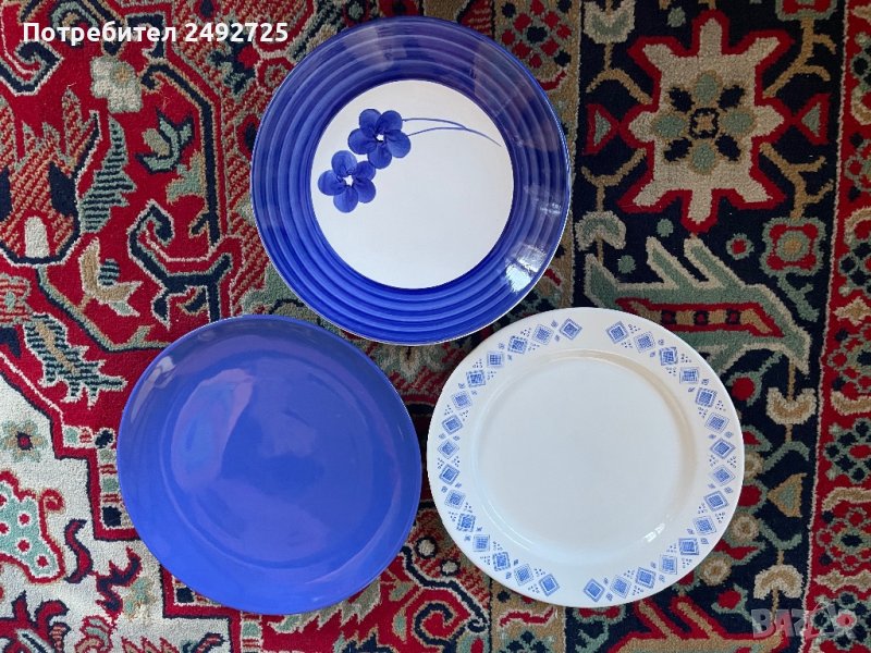 Големи Чинии , плата, сини, 3 бр, Диаметър 27см, снимка 1