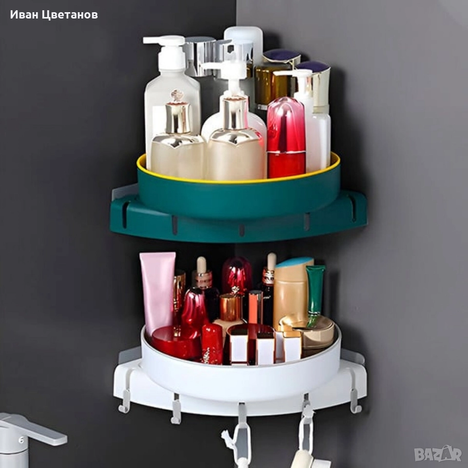 Въртяща се ъглова поставка за баня или кухня, снимка 1