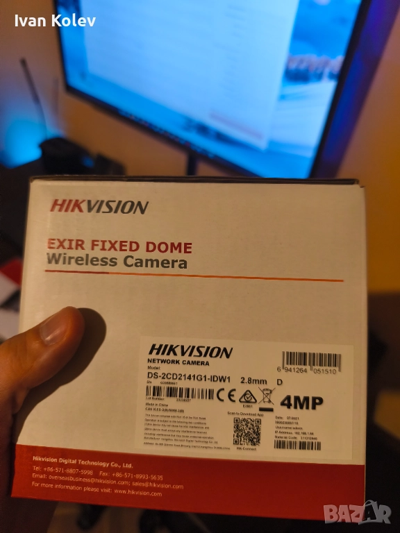 IP камера Hikvision 2CD2141G1-IDW1 4MPx H.265+ WiFi и вграден микрофон лек коментар, снимка 1
