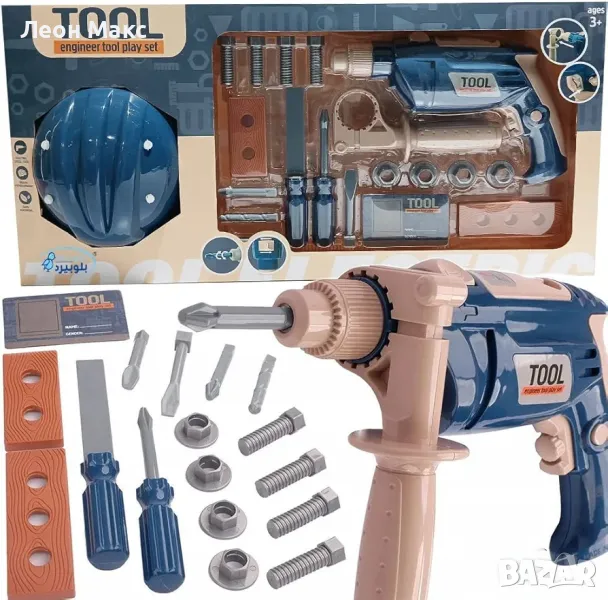 Голям комплект инструменти, с винтоверт, с каска, на батерии , снимка 1