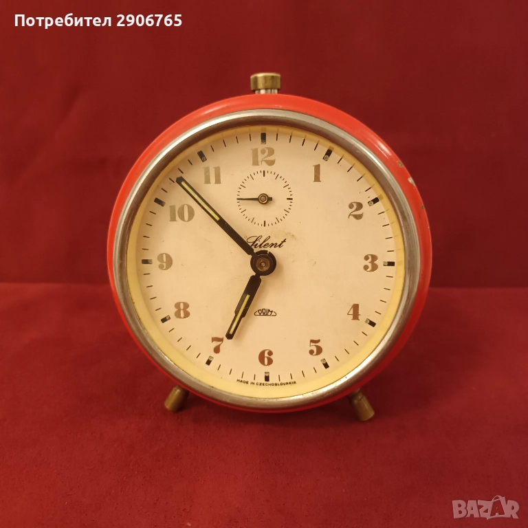 Часовник будилник PRIM Jilent Чехословакия работещ, снимка 1
