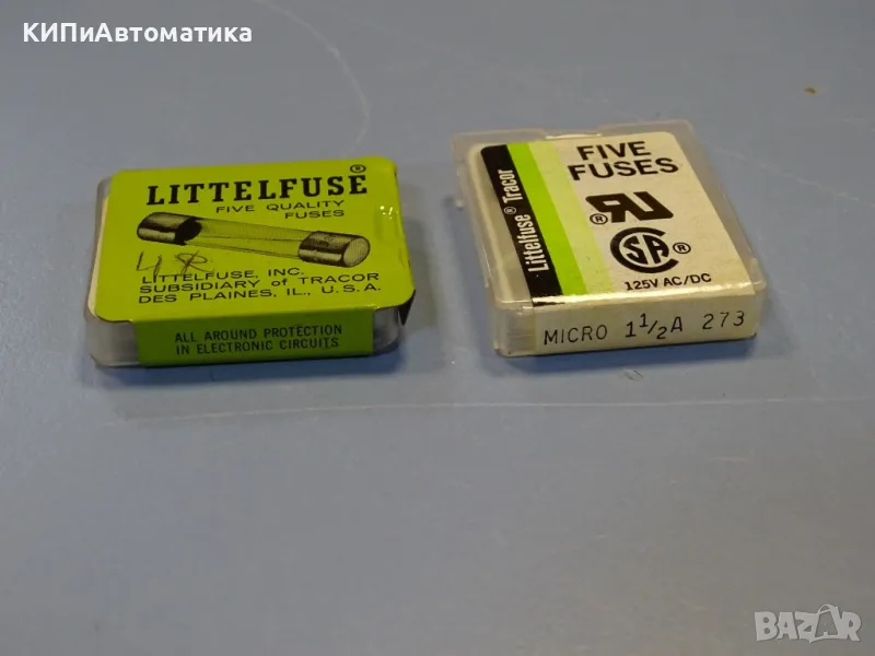микро предпазител Littelfuse TRACOR micro 1-1/2A 243 Five Quality Fuses 125V AC/DC, снимка 1