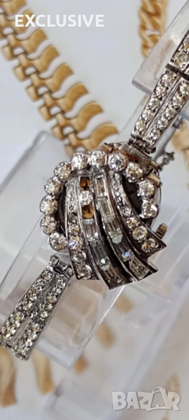 Ретро часовник Rotary 925 сребро с камъни 1960г, снимка 1