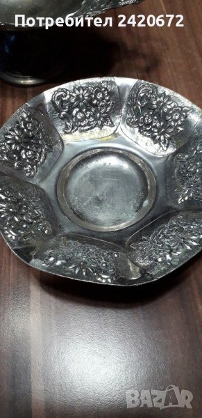 Старинна  посребрена купа барок, снимка 1