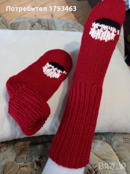Ръчно плетени коледни чорапи размер 37, снимка 1
